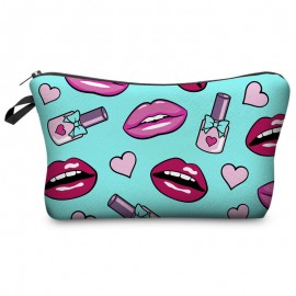 5 Colors Lip 3D Printing Multi-Functional Cosmetic Bag Clutch Bag Storage Wash Bag