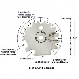 5 In 1 Portable Stainless Steel Grill Scraper Eagle Cleaning Blade with Grill Scraper Letters BBQ Accessories