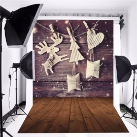 5 x 7 FT Christmas Theme Christmas Gift Elk Wood Board Photo Vinyl Background