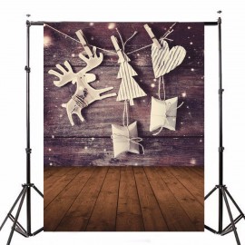 5 x 7 FT Christmas Theme Christmas Gift Elk Wood Board Photo Vinyl Background