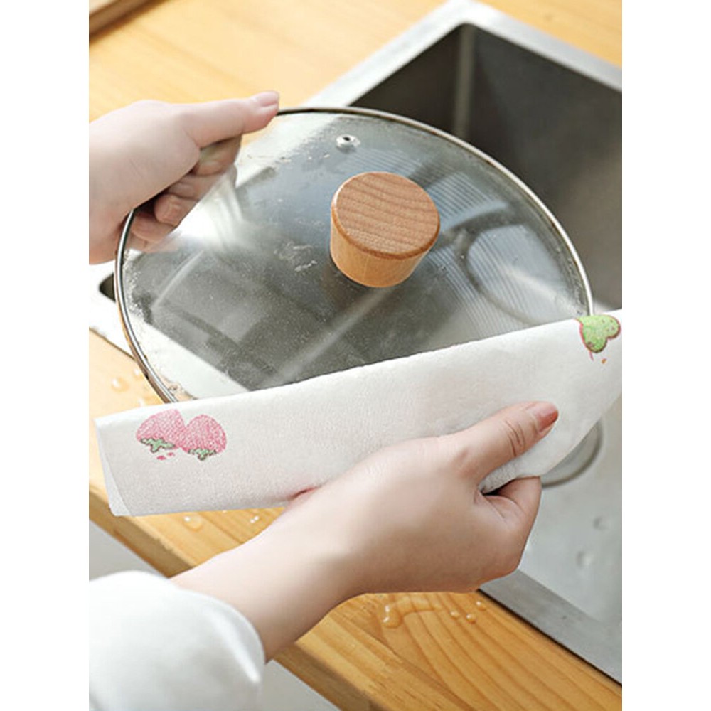 50 PCS Disposable Kitchen Dishcloth Dry And Wet Dual-Use Lazy Rag Non-Woven Cloth Does Not Shed Hair Can Be Washed