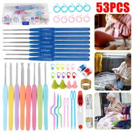 53Pcs Crochet Hook Set Yarn Weave Knitting Hooks Needles  Knitting Accessorries Craft Crochet Set