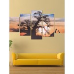 5PCS Sunset Tree Canvas Painting Unframed Landscape Huge Modern Wall Art Home Decor