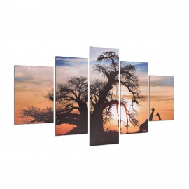 5PCS Sunset Tree Canvas Painting Unframed Landscape Huge Modern Wall Art Home Decor