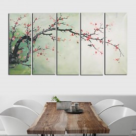 5PCS Unframed Landscape Plum Flower Art Oil Painting Canvas