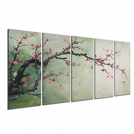 5PCS Unframed Landscape Plum Flower Art Oil Painting Canvas