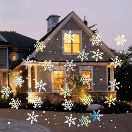 5W White LED Remote Control Snowstorm Laser Christmas Projector Landscape Stage Light AC100-240V