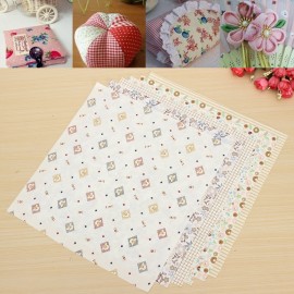 6pcs DIY Beige Cotton Thin Fabric Quilt Twill For Sewing Crafts