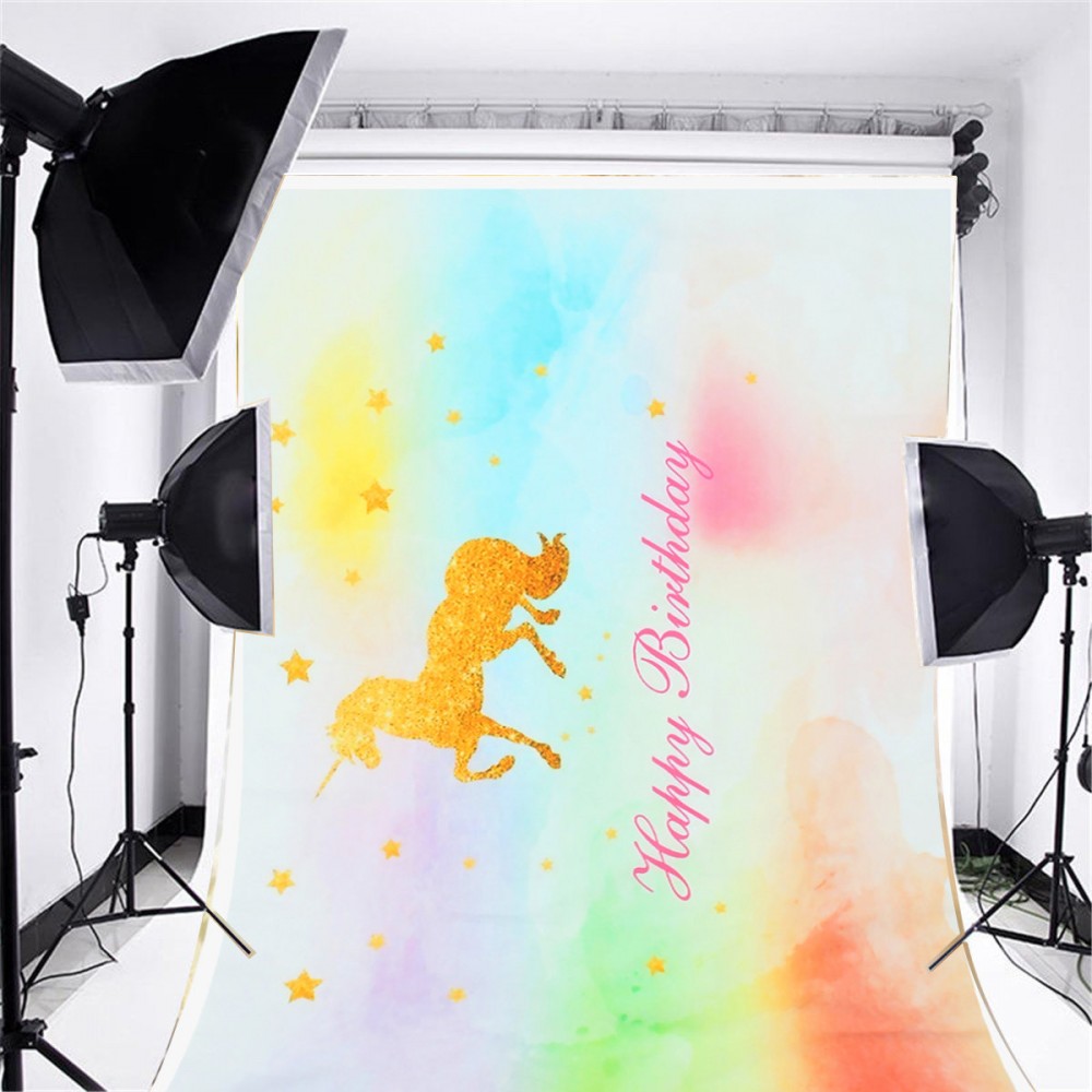 7x5ft Vinyl Birthday Backdrop Rainbow Unicorn Photography Background Newborn