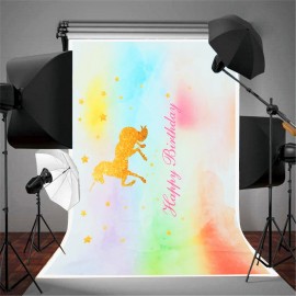 7x5ft Vinyl Birthday Backdrop Rainbow Unicorn Photography Background Newborn