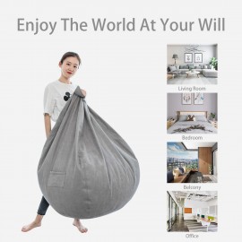 90x110cm Big Bean Bag Chair Covers with Pocket Linen Bean Bag Chair Cover for Adult Home Indoor Bean