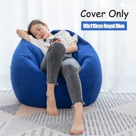 90x110cm Big Bean Bag Chair Covers with Pocket Linen Bean Bag Chair Cover for Adult Home Indoor Bean