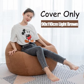 90x110cm Big Bean Bag Chair Covers with Pocket Linen Bean Bag Chair Cover for Adult Home Indoor Bean