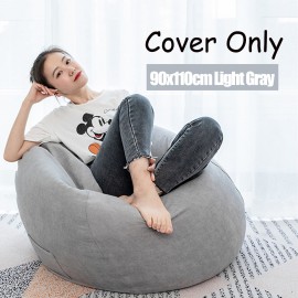 90x110cm Big Bean Bag Chair Covers with Pocket Linen Bean Bag Chair Cover for Adult Home Indoor Bean