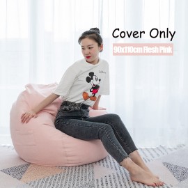 90x110cm Big Bean Bag Chair Covers with Pocket Linen Bean Bag Chair Cover for Adult Home Indoor Bean