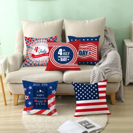 American Independence Day Pillowcase Custom Simple Peach Skin Cushion Cover Sofa Pillowcase Home