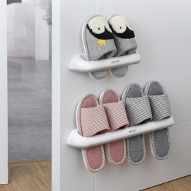 Bathroom Slippers Rack Wall-mounted Plastic Shoe Storage Rack Simple Rack Double Row Slippers Rack