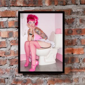 Bathroom Stockings Wearing Girl Art Painting Frameless Wall Home Decor