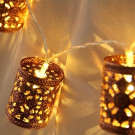 Battery Operated 1.1M LED Warm White Retro Round Lantern String Fairy Lights for Christmas Holiday