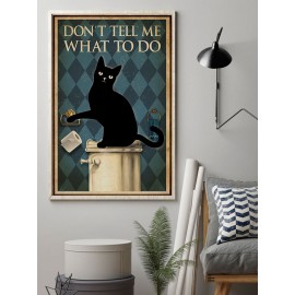 Black Cat And Geometric Pattern Canvas Painting Unframed Wall Art Canvas Living Room Home Decor