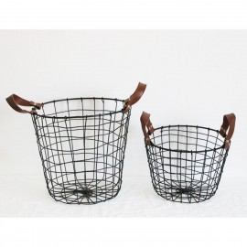 Black Metal Wire Basket Waste Paper Bin Kitchen Bedroom Bathroom Storage