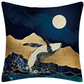 Blue Whale Printed Cushion Cover Home Sofa Throw Pillowcases Home Decor