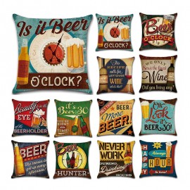 British Wind Retro Beer Bottle Hug Pillowcase Car Cushion Cover Linen