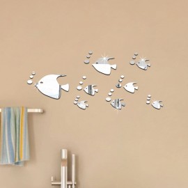 Bubble Fish Wall Sticker Ocean Fish Mirror Sticker Self Adhesive Acrylic Mirror Wall Sticker Suitable for Children’s Room Kindergarten