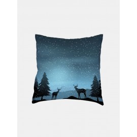 Cartoon Animal Scenery Pattern Linen Cushion Cover Home Sofa Art Decor Throw Pillowcase