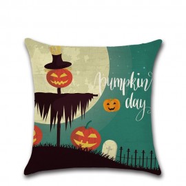 Cartoon Halloween Festival Pumpkin Pattern Linen Cushion Cover Home Sofa Office Soft Pillowcases