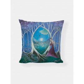 Cartoon Nature Landscape Pattern Linen Cushion Cover Home Sofa Art Decor Throw Pillowcase