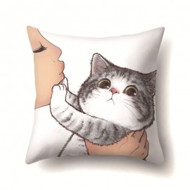 Cat Geometric Creative Single-sided Polyester Pillowcase Sofa Pillowcase Home Cushion Cover Living Room Bedroom Pillowcase