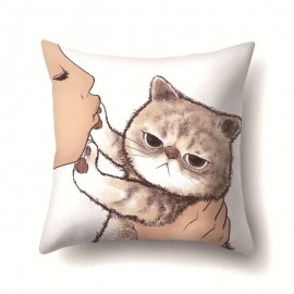 Cat Geometric Creative Single-sided Polyester Pillowcase Sofa Pillowcase Home Cushion Cover Living Room Bedroom Pillowcase