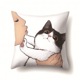 Cat Geometric Creative Single-sided Polyester Pillowcase Sofa Pillowcase Home Cushion Cover Living Room Bedroom Pillowcase