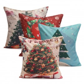 Christmas Tree Snowmen Gift Fashion Cotton Linen Pillow Case Santa Claus Home Decor