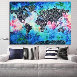 Chromatic World Map Tapestry Wall Hanging Beach Towel Cushion Home Decor