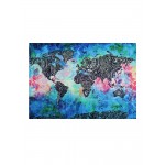 Chromatic World Map Tapestry Wall Hanging Beach Towel Cushion Home Decor