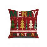 Classical Stripe Star Christmas Trees Linen Throw Pillow Case Home Sofa Cushion Cover Christmas Dec