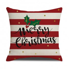 Classical Stripe Star Christmas Trees Linen Throw Pillow Case Home Sofa Cushion Cover Christmas Dec