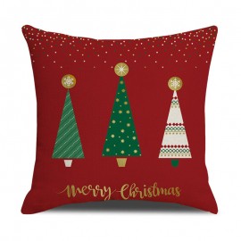 Classical Stripe Star Christmas Trees Linen Throw Pillow Case Home Sofa Cushion Cover Christmas Dec