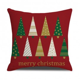 Classical Stripe Star Christmas Trees Linen Throw Pillow Case Home Sofa Cushion Cover Christmas Dec