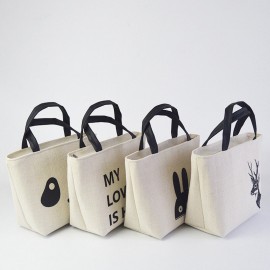 Cotton Linen Thick Aluminum Foil Portable Insulation Storage Bag Lunch Bag Deer Bear Rabbit Pattern