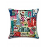 Creative Cartoon Graffiti City View Linen Cushion Cover Home Sofa Decor Office Throw Pillow Cases