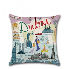 Creative Cartoon Graffiti City View Linen Cushion Cover Home Sofa Decor Office Throw Pillow Cases