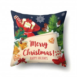 Creative Classical Merry Christmas Printed Throw Pillow Case Home Sofa Cushion Cover Christmas Gift