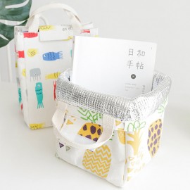 Creative Portable Japanese-style Large Insulation Bag Nordic Style Lunch Bag Animal Plant Pattern