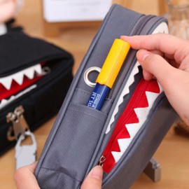 Creative Shark Large Capacity Canvas School Pencil Case With Code Lock Cosmetic Bag