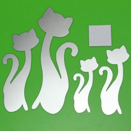 DIY 3D Four Cute Cats Acrylic Mirror Wall Stickers Home Room Art Decal