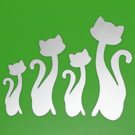 DIY 3D Four Cute Cats Acrylic Mirror Wall Stickers Home Room Art Decal