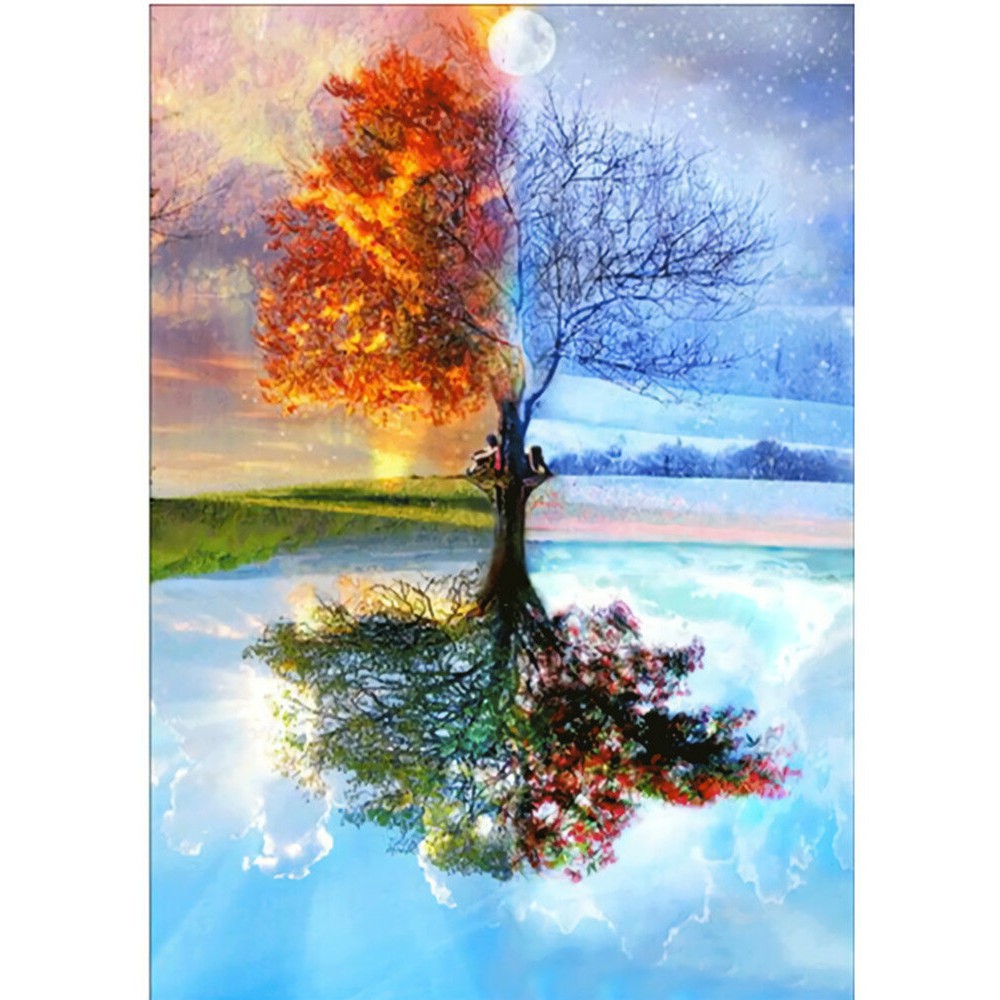 DIY Reflection Tree Diamond Painting Cross Stitch Kits Living Room Bedroom Wall Art Decoration Painting